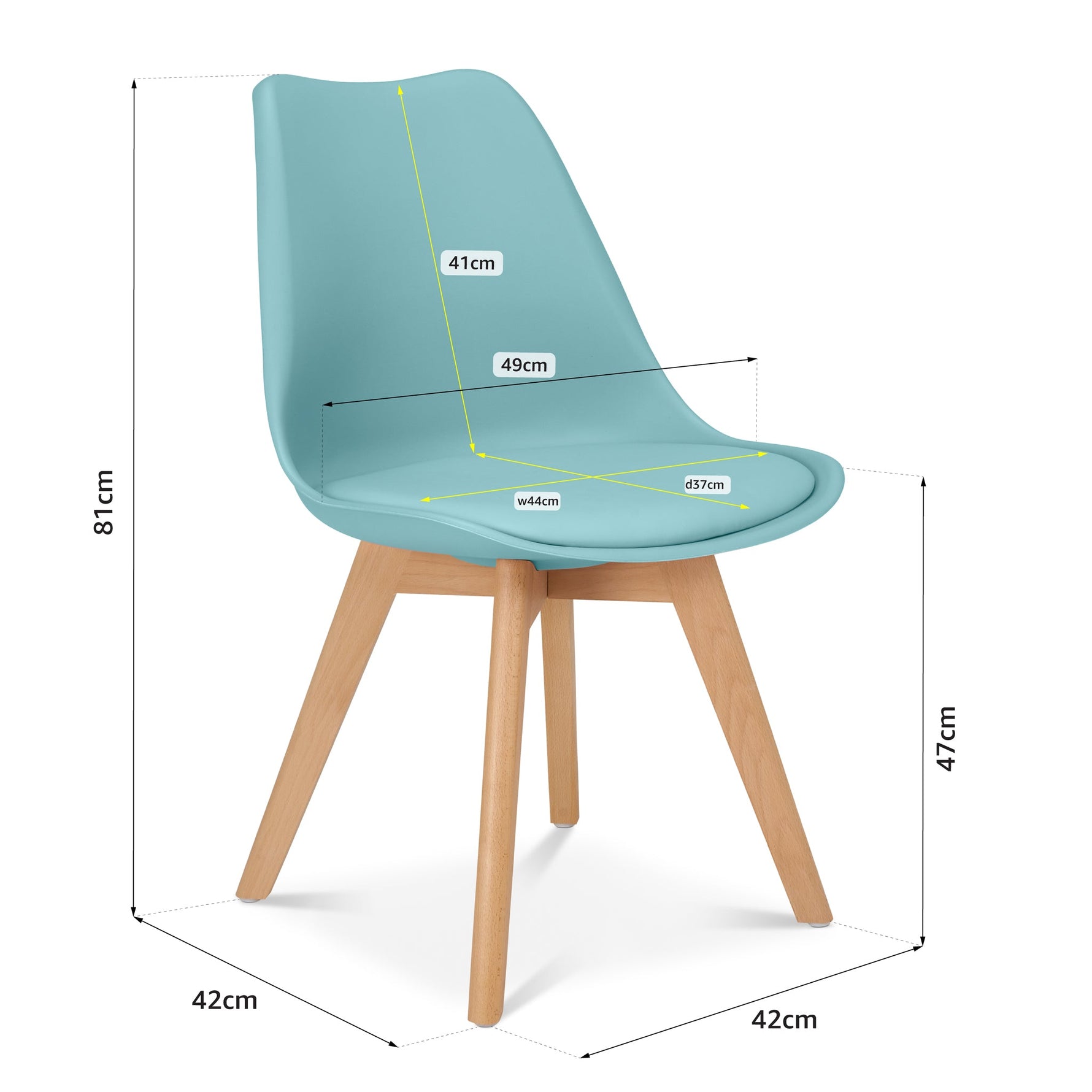 Rocco Tulip Dining Chairs - Duck Egg Blue - Bargainia.com - 