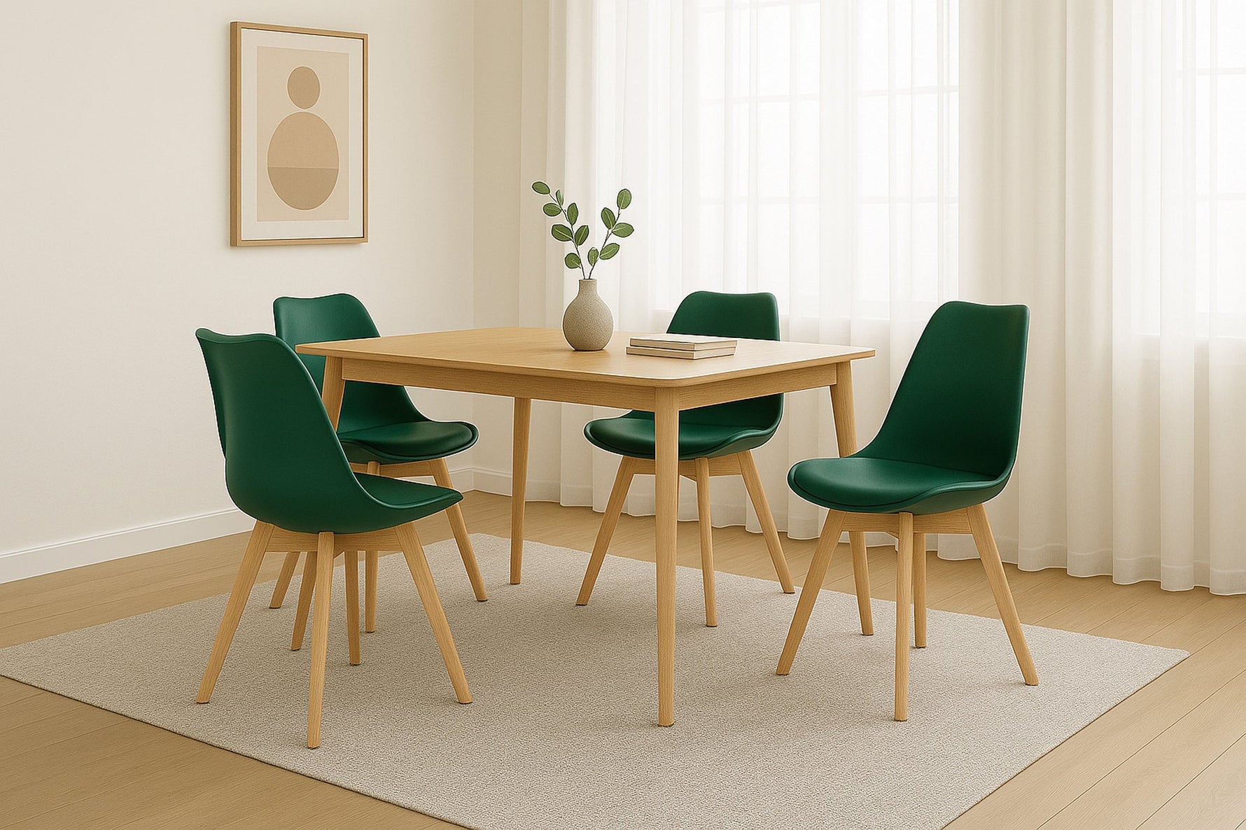 Rocco Tulip Dining Chairs - Forest Green - Bargainia.com - 