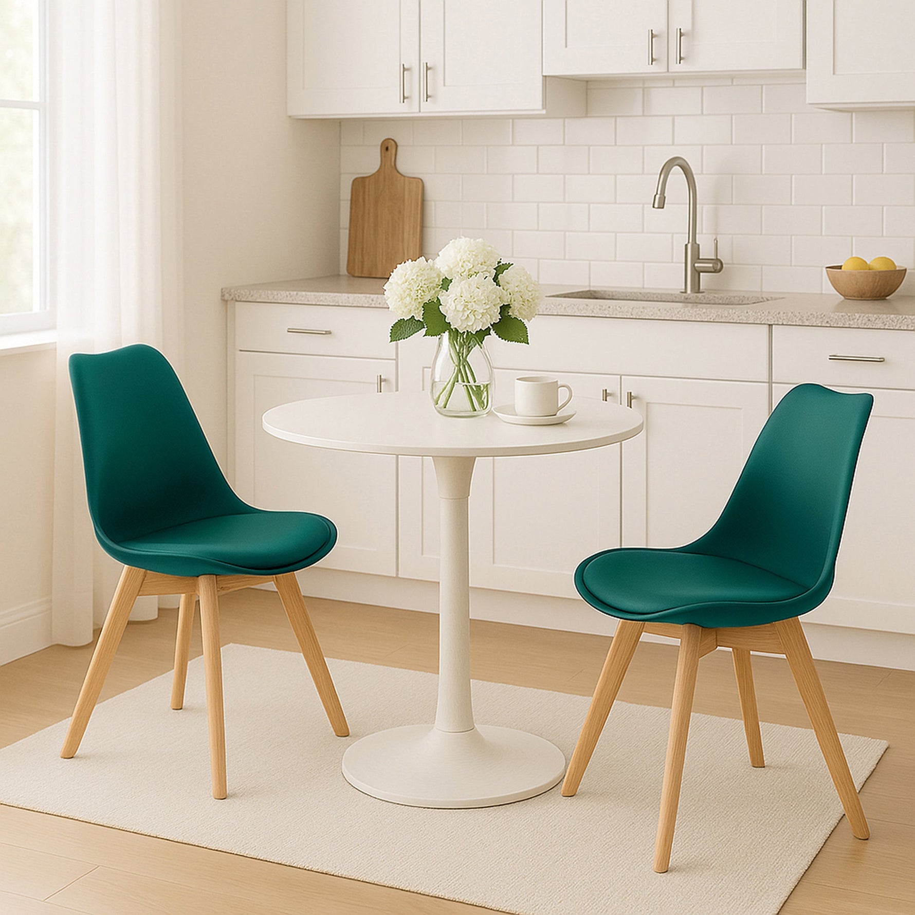 Rocco Tulip Dining Chairs - Forest Green - Bargainia.com - 