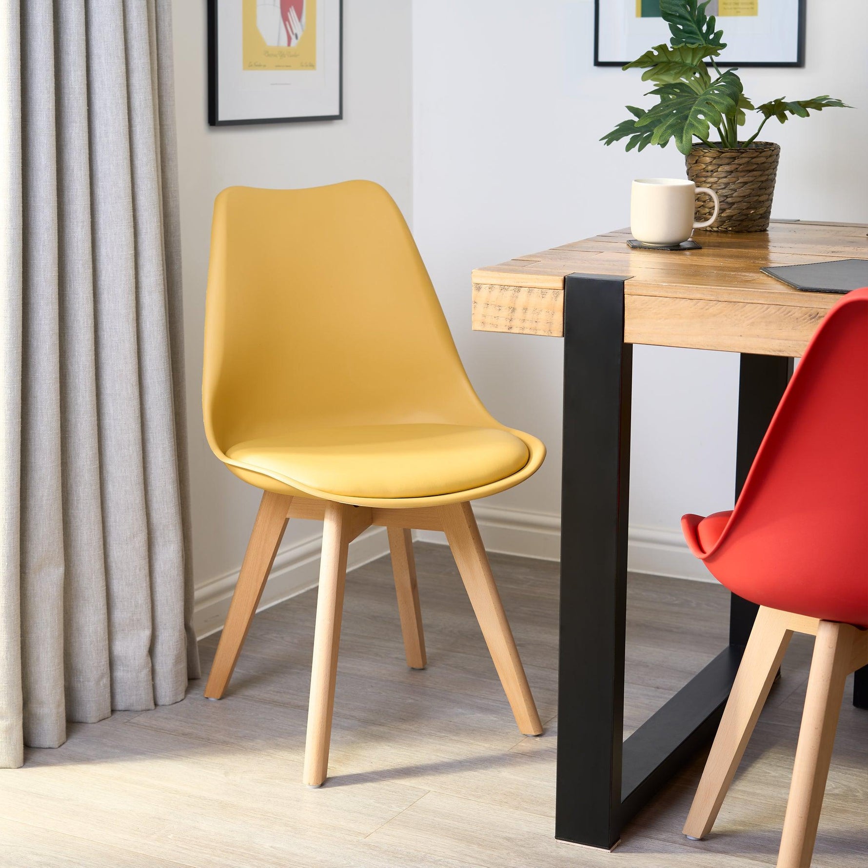 Rocco Tulip Dining Chairs - Mustard Yellow - Bargainia.com - 