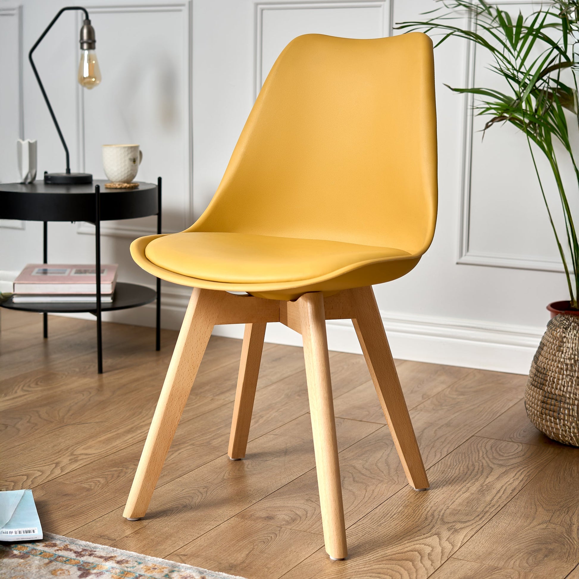 Rocco Tulip Dining Chairs - Mustard Yellow Bargainia