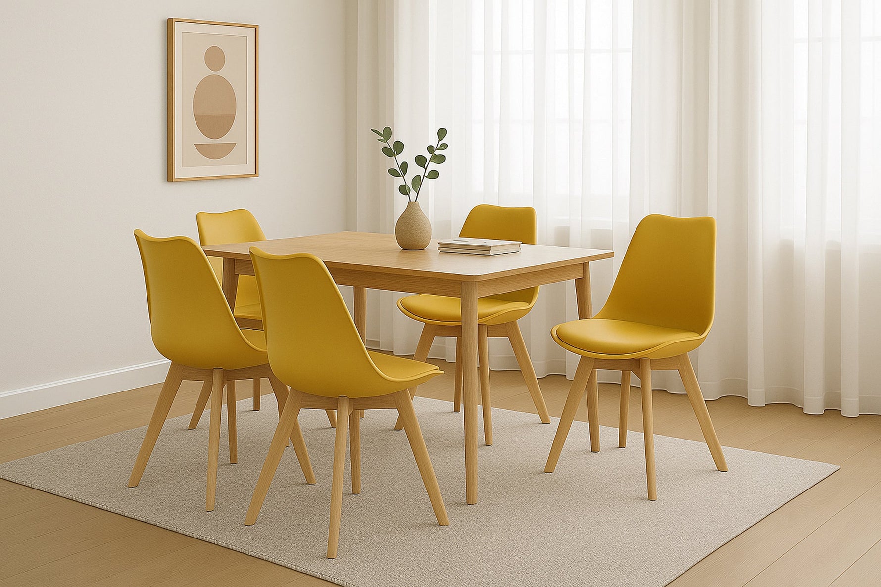 Rocco Tulip Dining Chairs - Mustard Yellow - Bargainia.com - 
