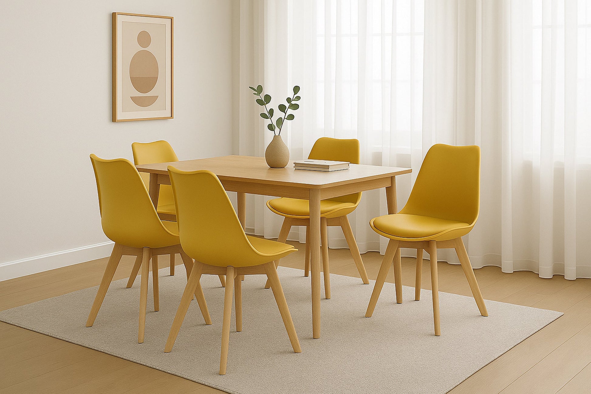 Rocco Tulip Dining Chairs - Mustard Yellow Bargainia