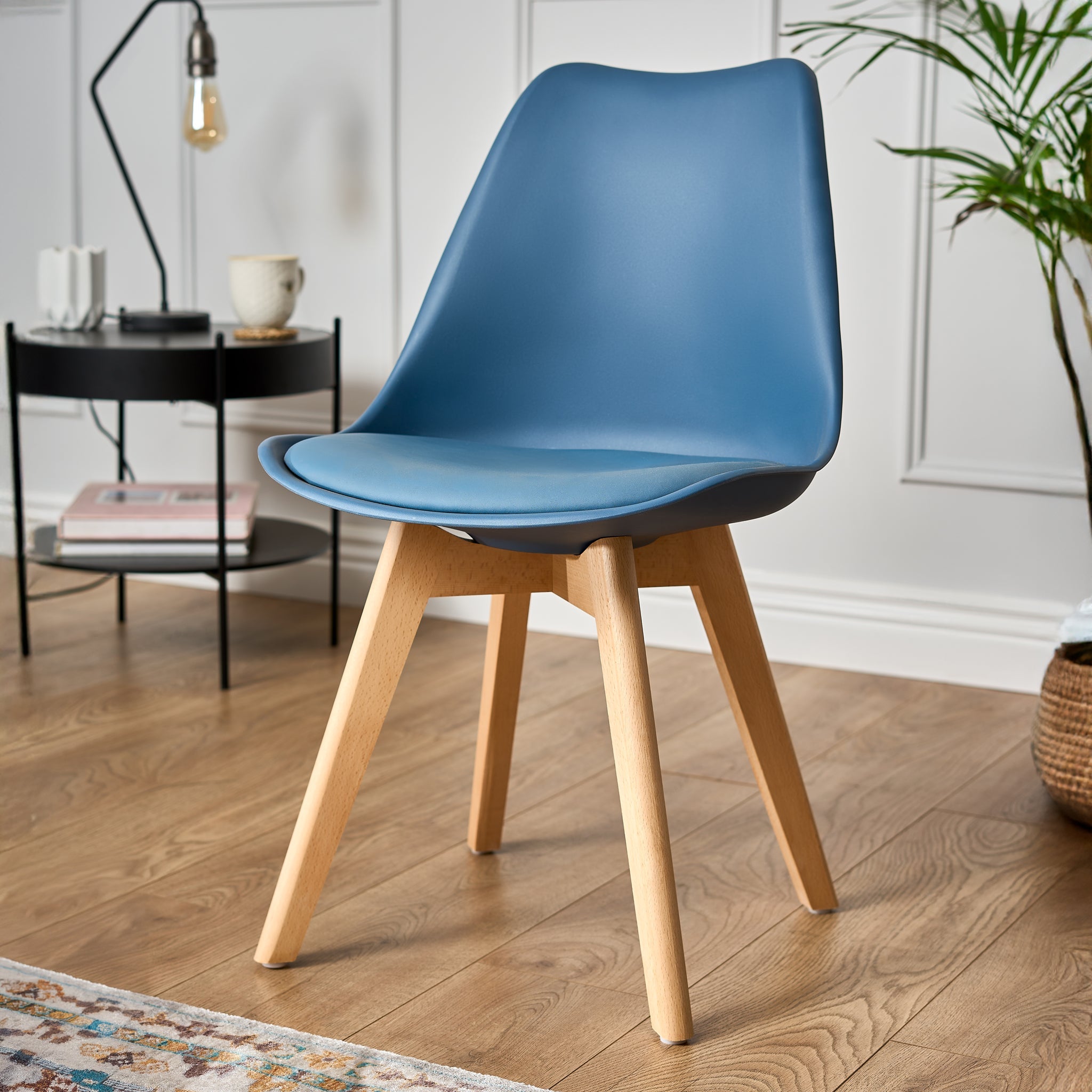 Rocco Tulip Dining Chairs - Navy Blue Bargainia