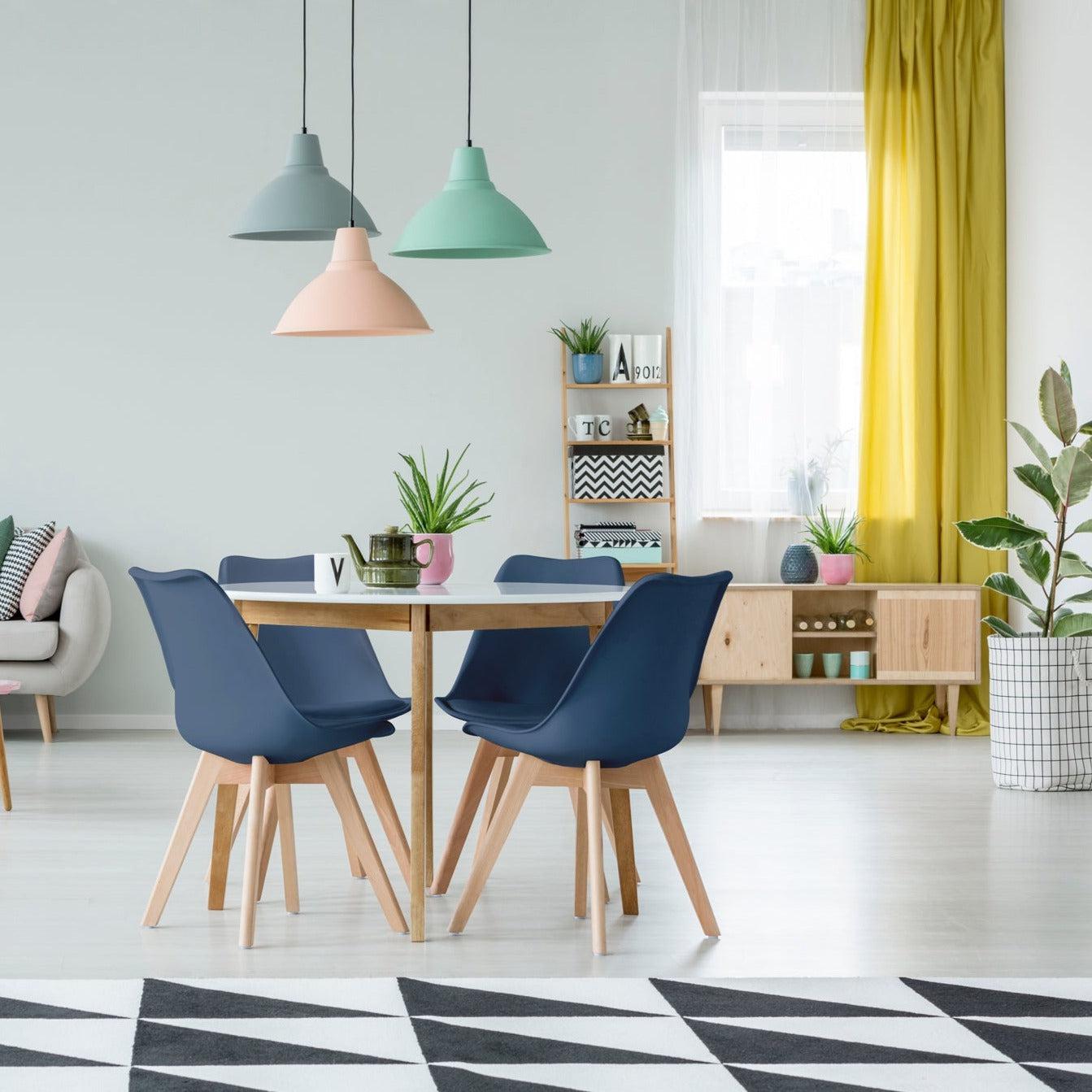 Rocco Tulip Dining Chairs - Navy Blue - Bargainia.com - 