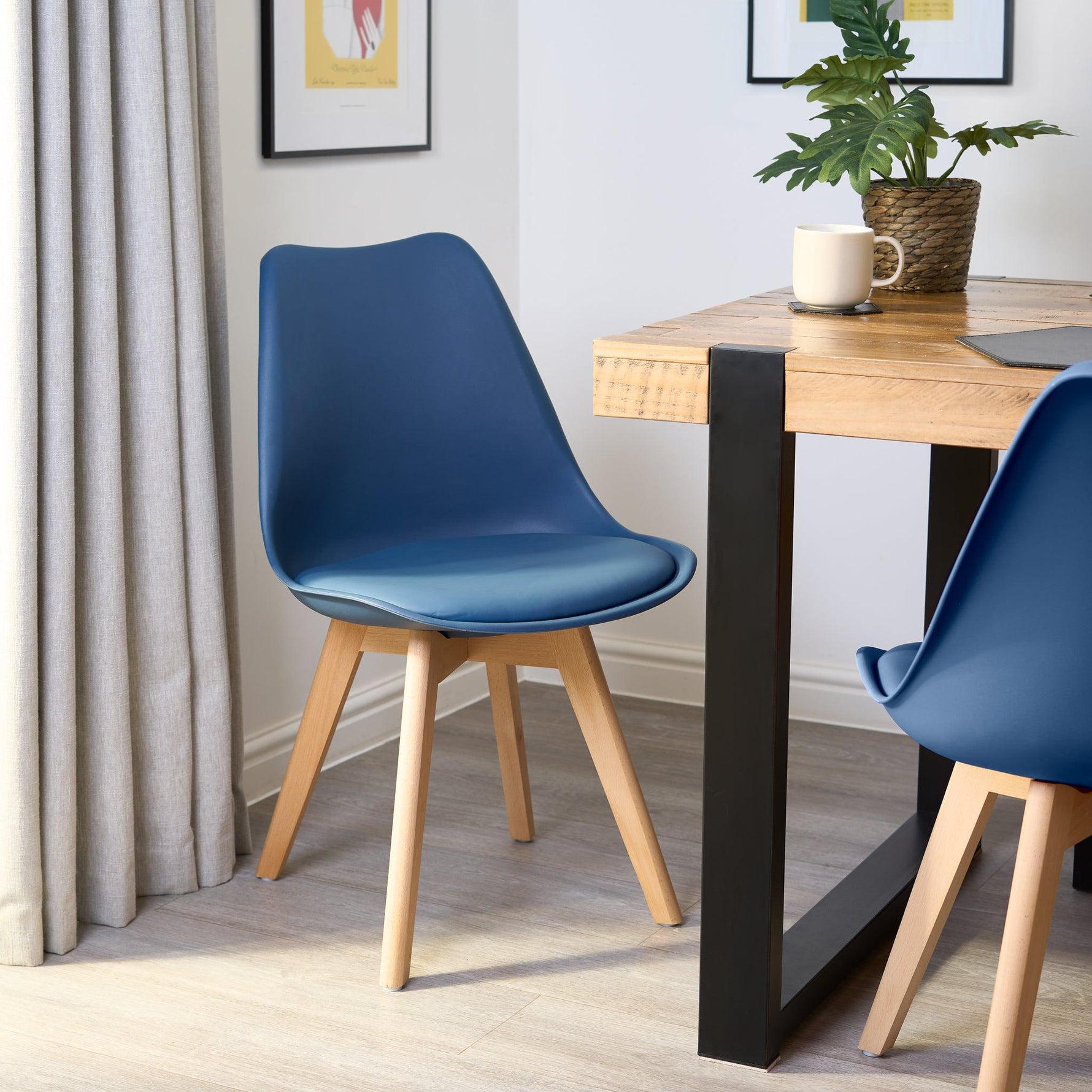 Rocco Tulip Dining Chairs - Navy Blue - Bargainia.com - 