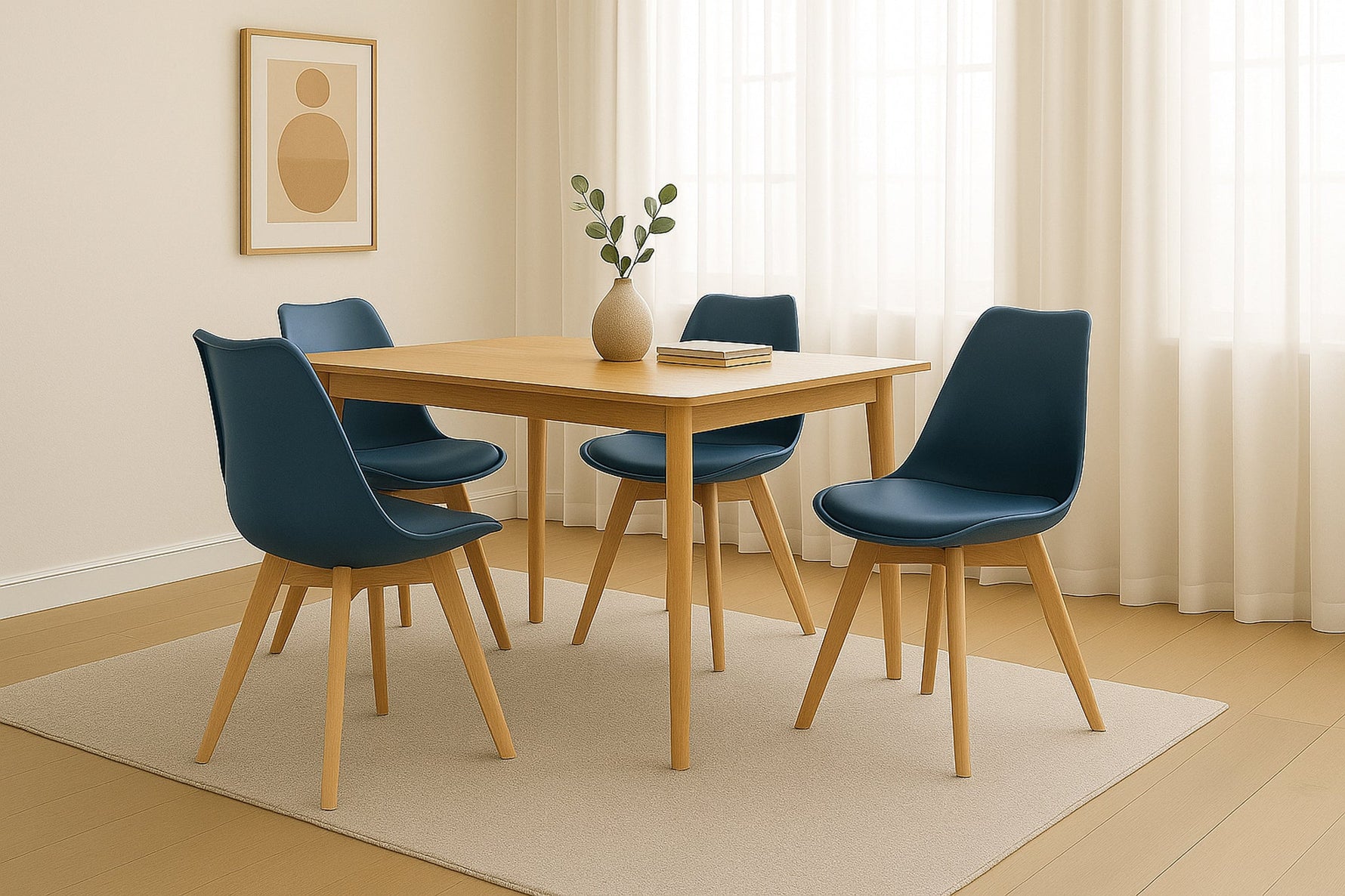 Rocco Tulip Dining Chairs - Navy Blue - Bargainia.com - 