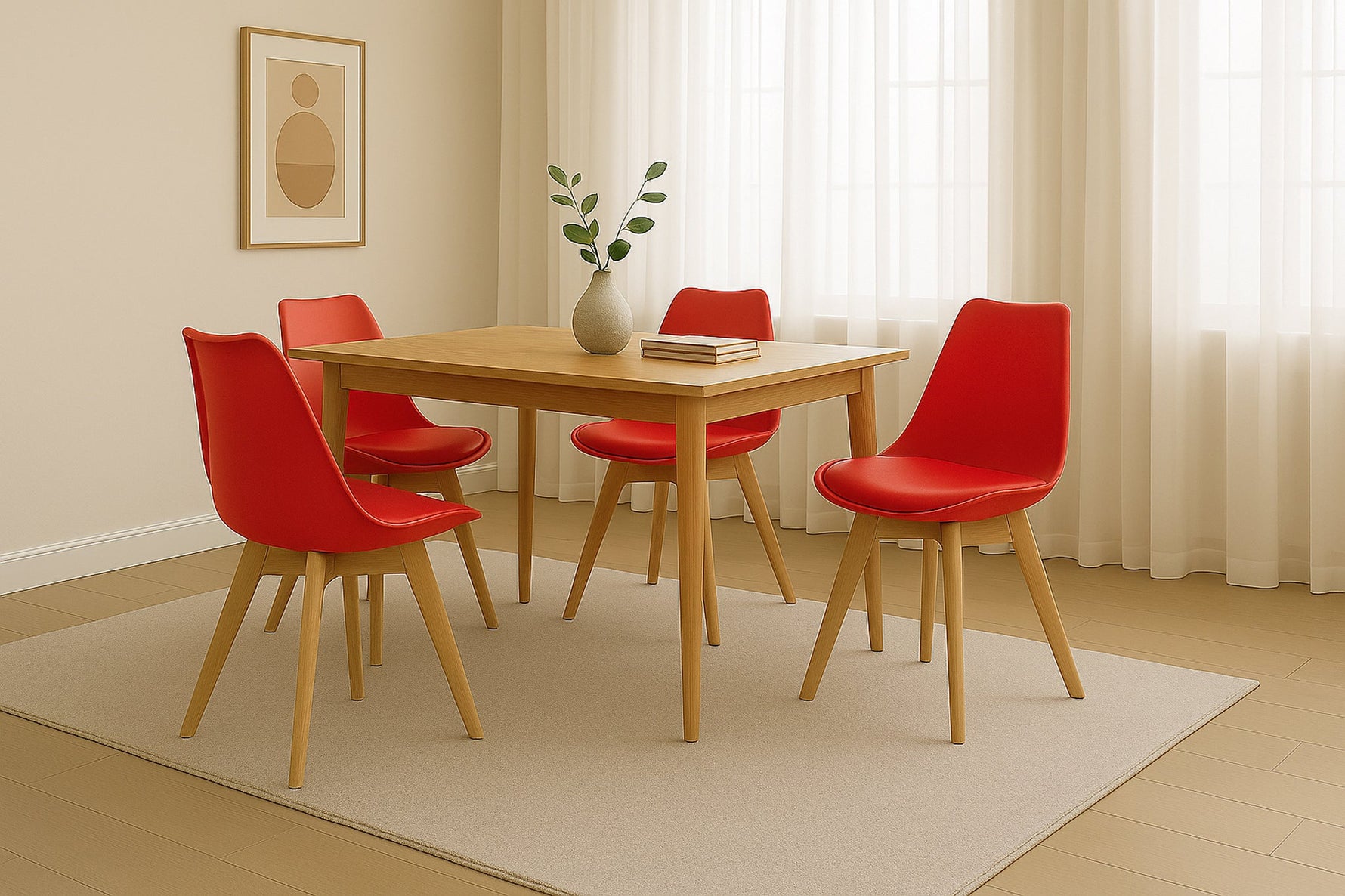 Rocco Tulip Dining Chairs - Red - Bargainia.com - 5056536135018