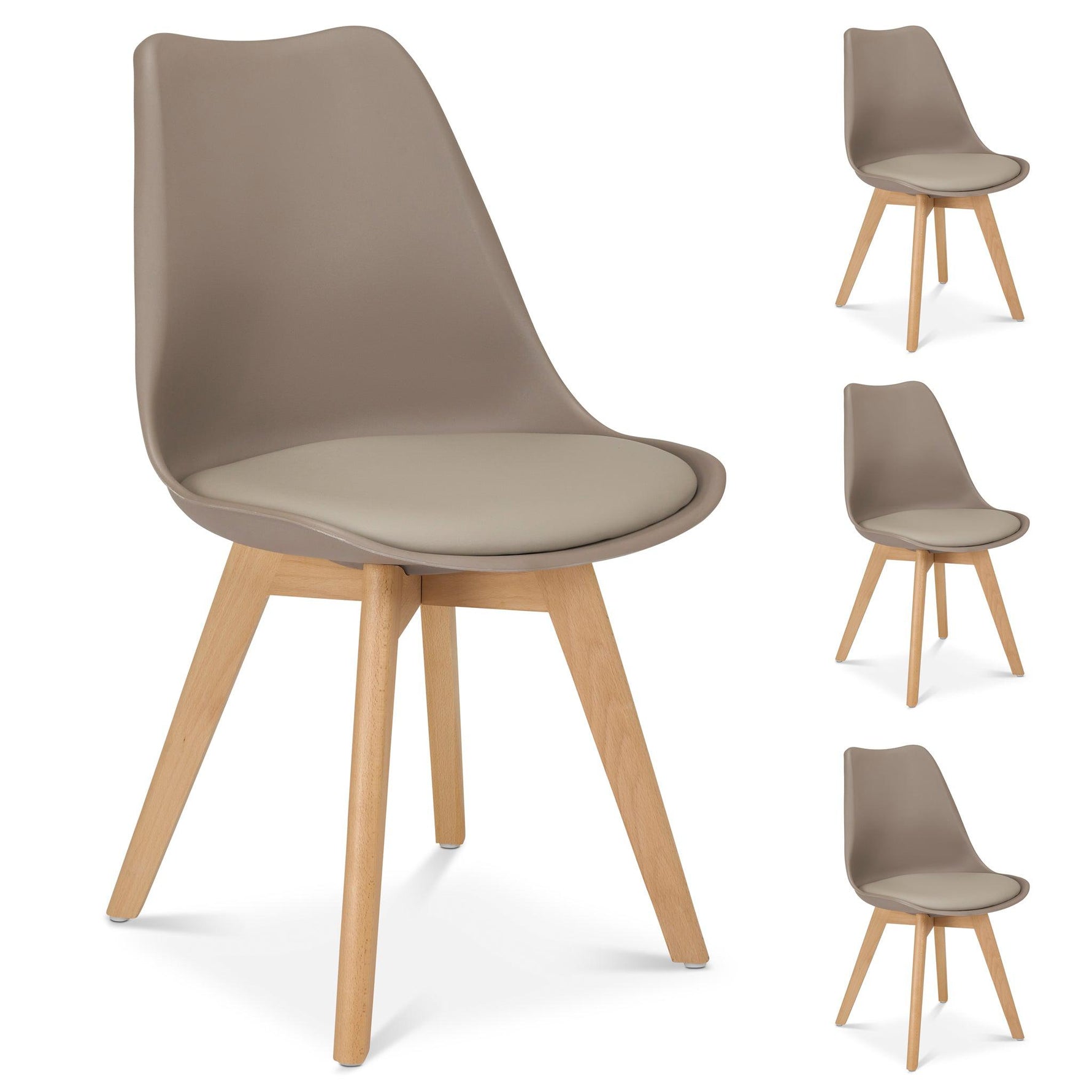 Rocco Tulip Dining Chairs - Taupe - Bargainia.com - 