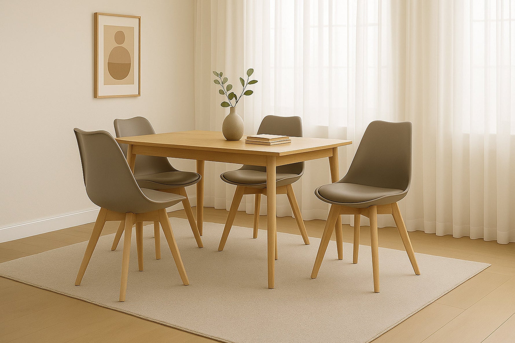 Rocco Tulip Dining Chairs - Taupe - Bargainia.com - 