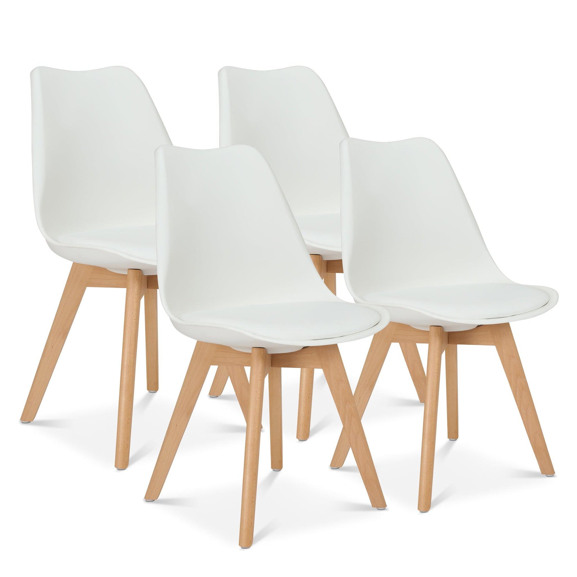 Rocco Tulip Dining Chairs - White Bargainia Set of 4