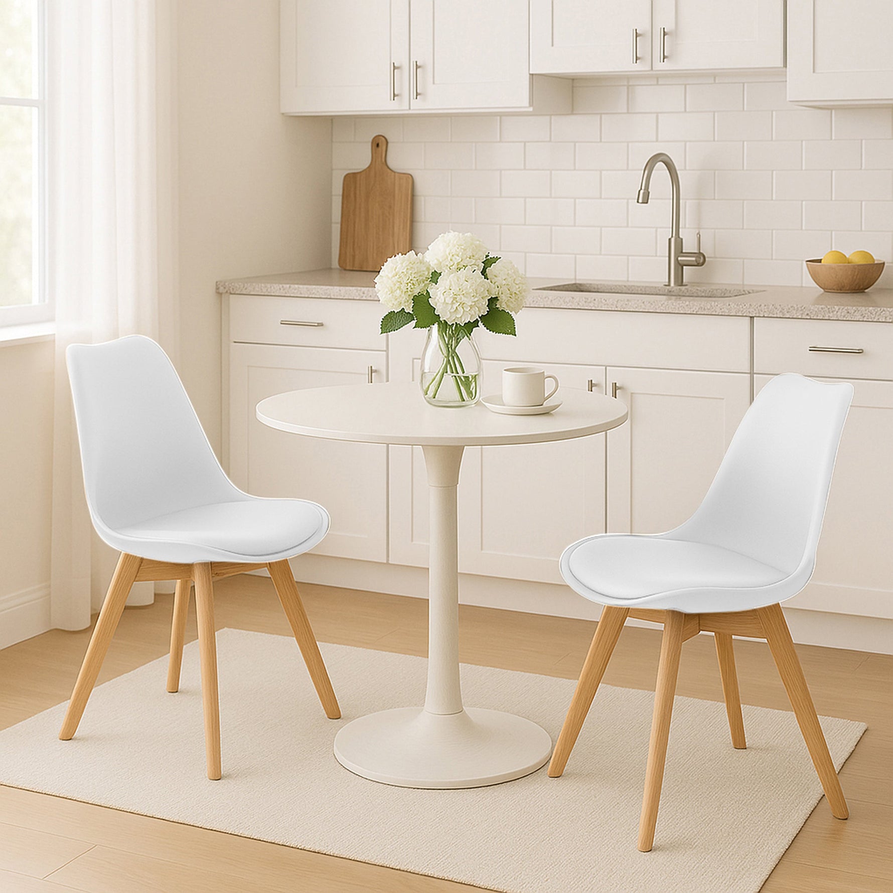 Rocco Tulip Dining Chairs - White - Bargainia.com - 