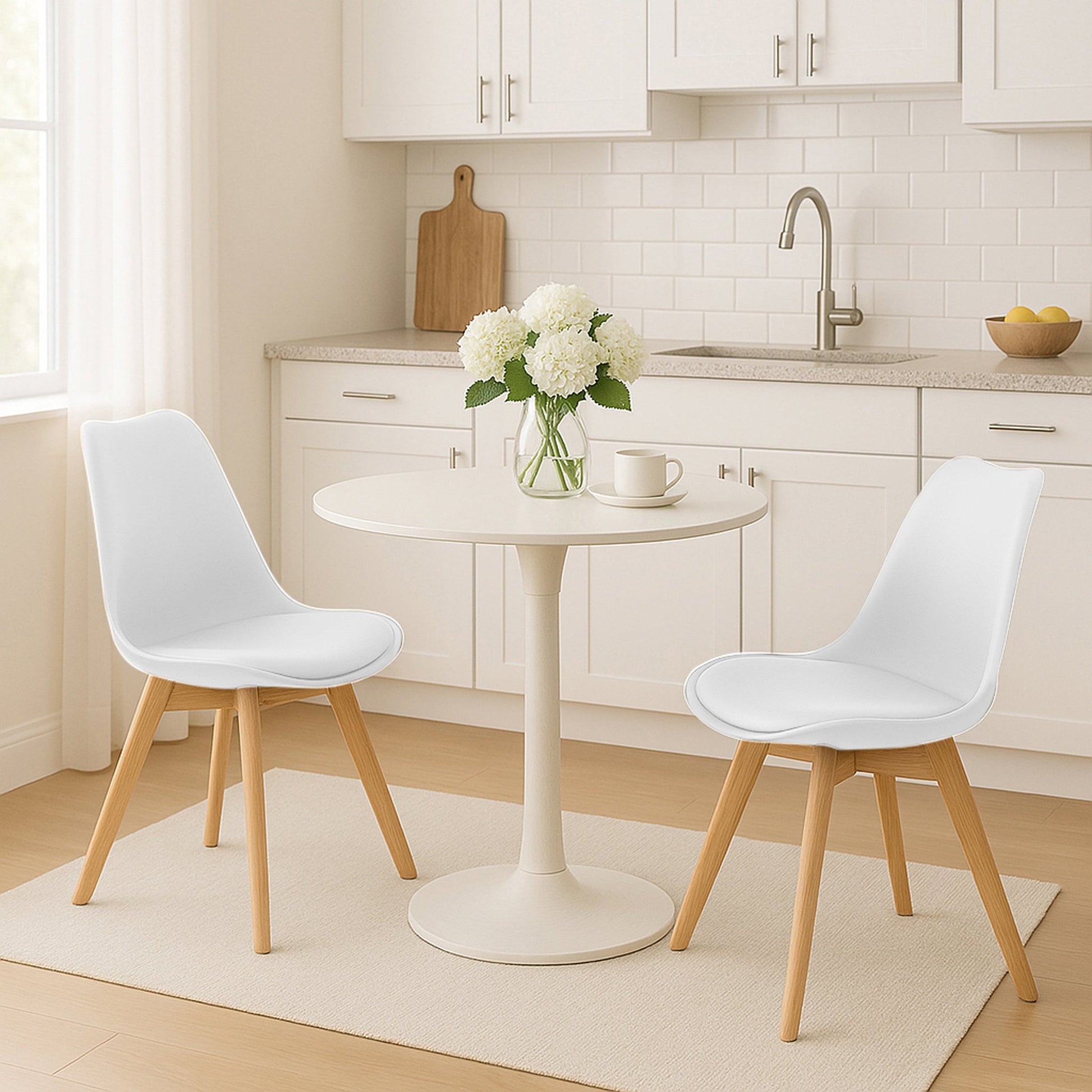 Rocco Tulip Dining Chairs - White Bargainia