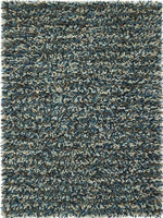 Rocks Blue Shaggy Pile Wool Rug - Bargainia.com - 