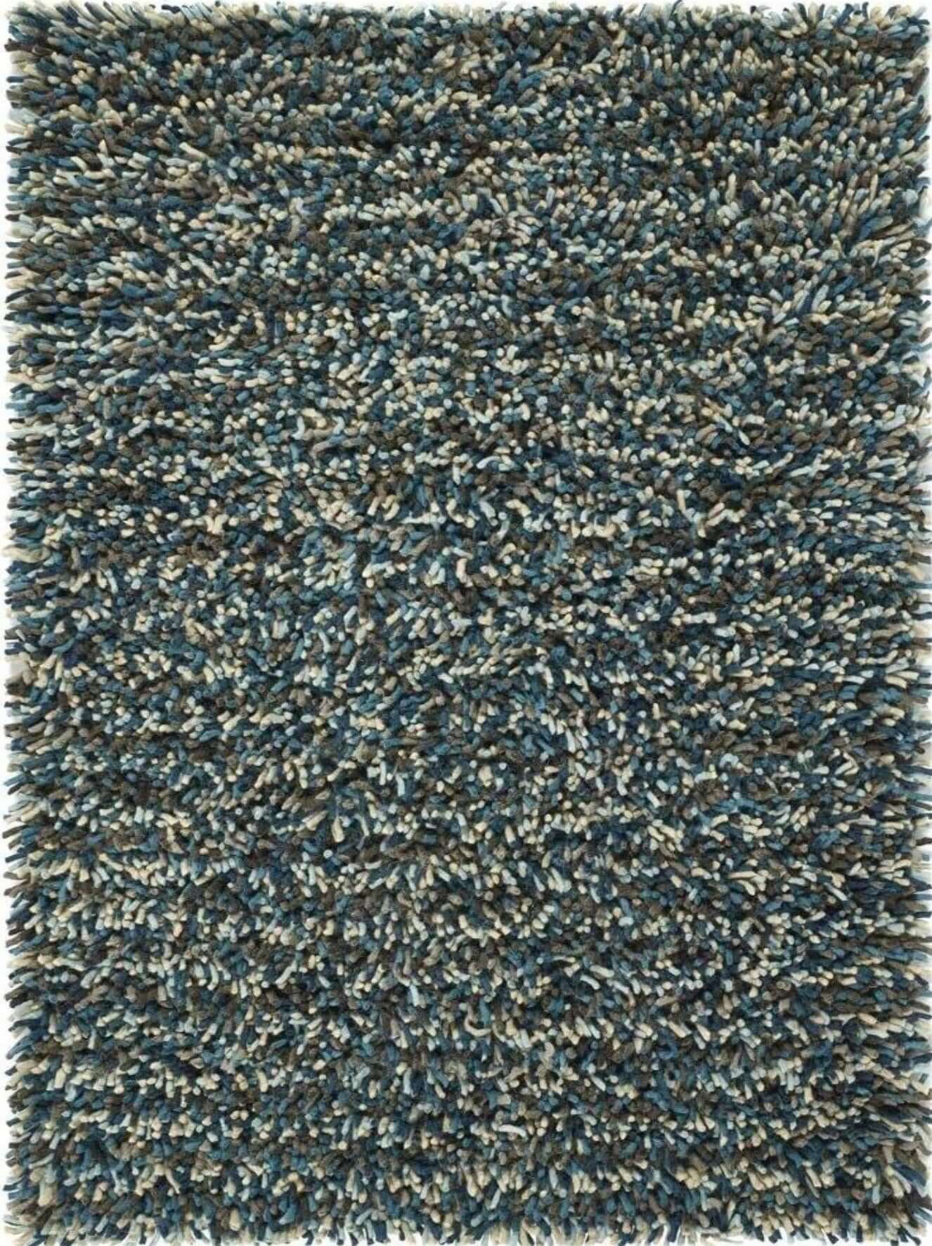Rocks Blue Shaggy Pile Wool Rug - Bargainia.com - 