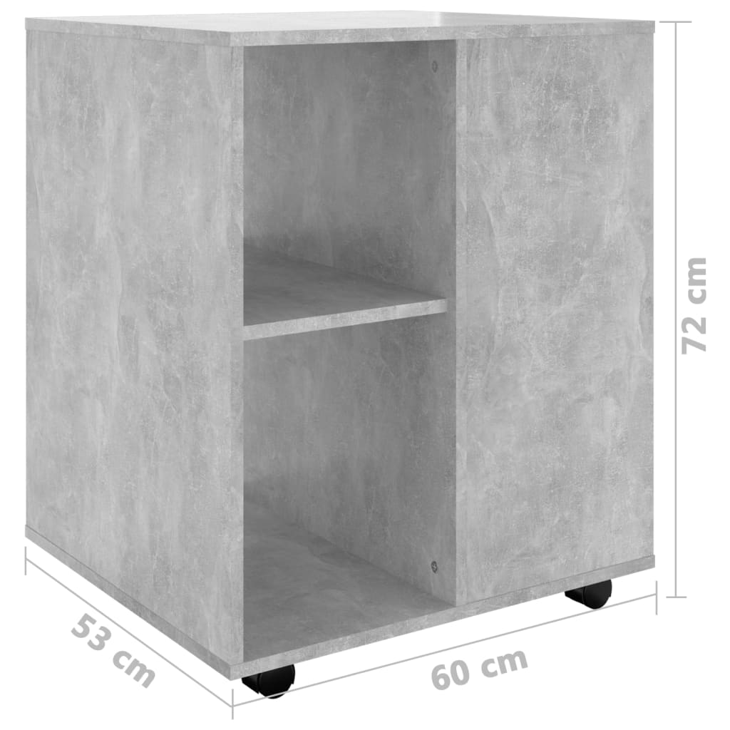 Rolling Cabinet Concrete Grey 60x53x72 cm Engineered Wood - Bargainia.com - 8720286610008 - 808462
