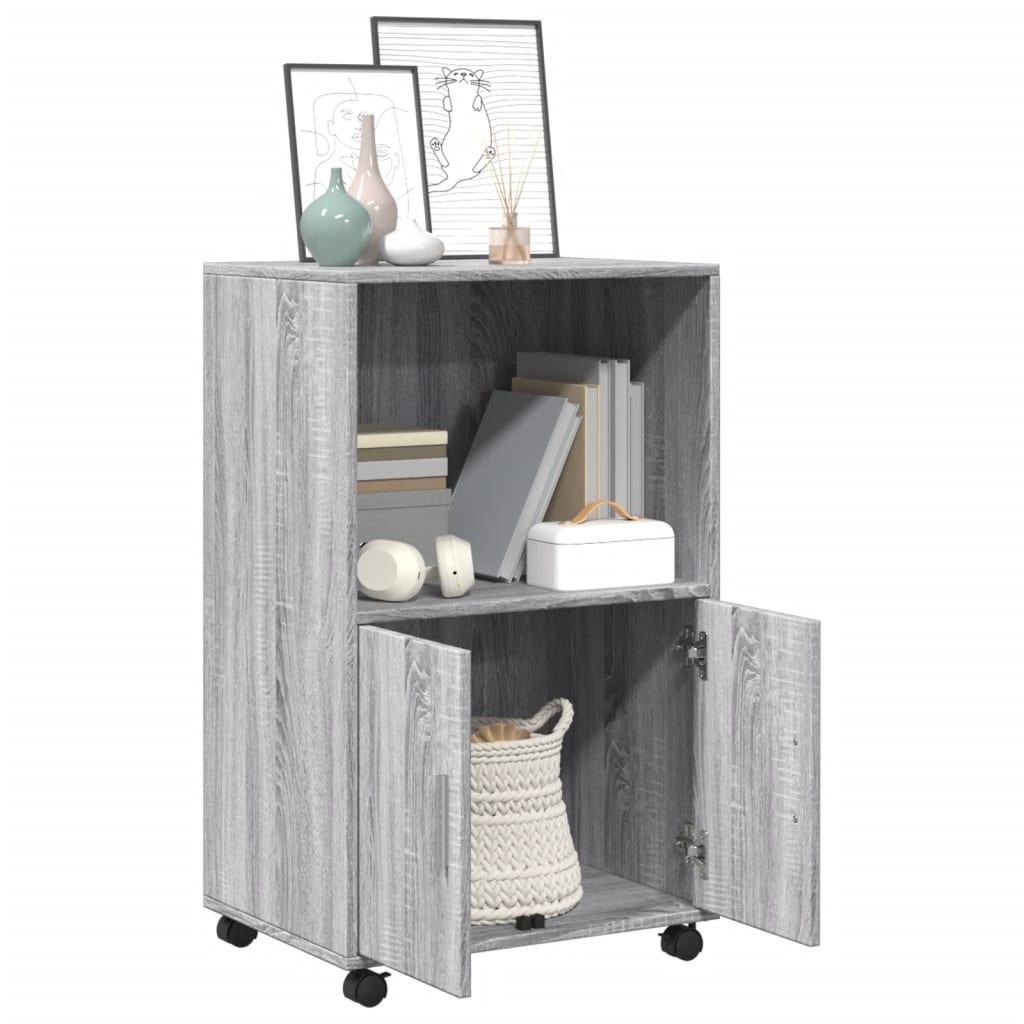 Rolling Cabinet Grey sonoma 55x40x91 cm Engineered Wood - Bargainia.com - 