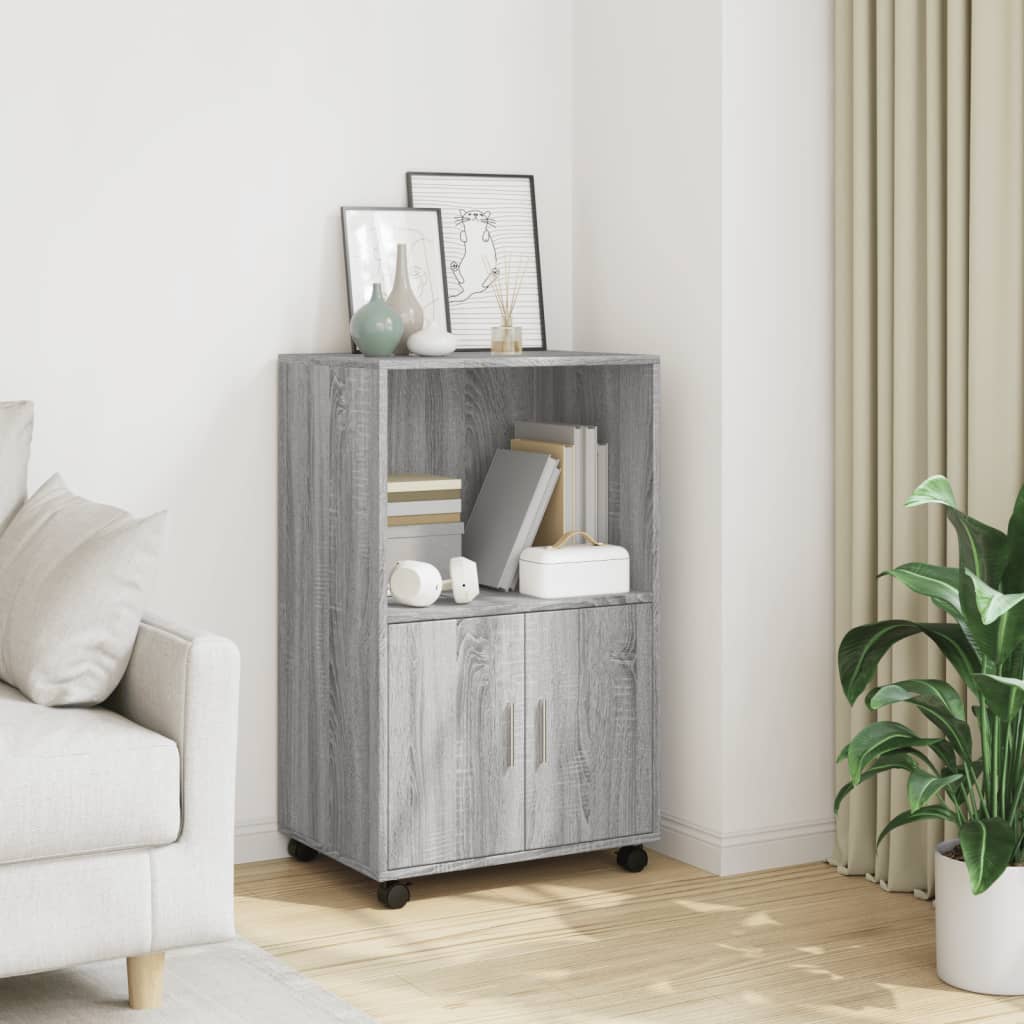 Rolling Cabinet Grey sonoma 55x40x91 cm Engineered Wood - Bargainia.com - 