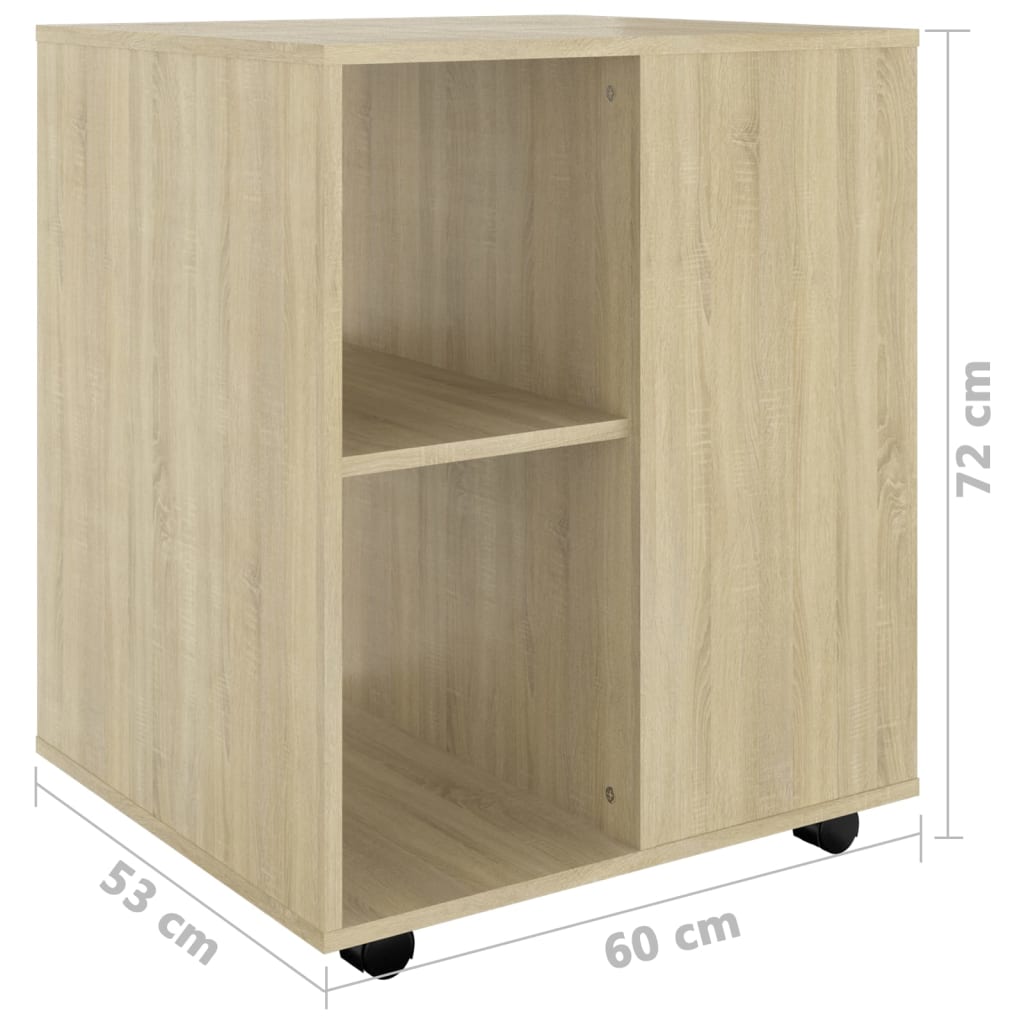 Rolling Cabinet Sonoma Oak 60x53x72 cm Engineered Wood - Bargainia.com - 8720286609996 - 808461