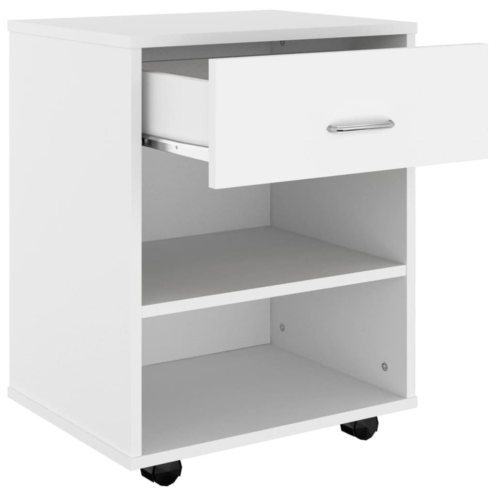 Rolling Cabinet White 46x36x59 cm Engineered Wood - Bargainia.com - 8720286610053 - 808467