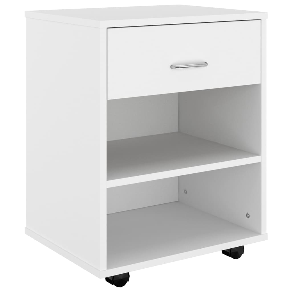 Rolling Cabinet White 46x36x59 cm Engineered Wood - Bargainia.com - 8720286610053 - 808467