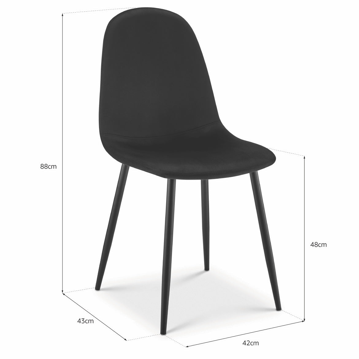 Ron Dining Chair - Black Velvet - Bargainia.com - 5056536130082