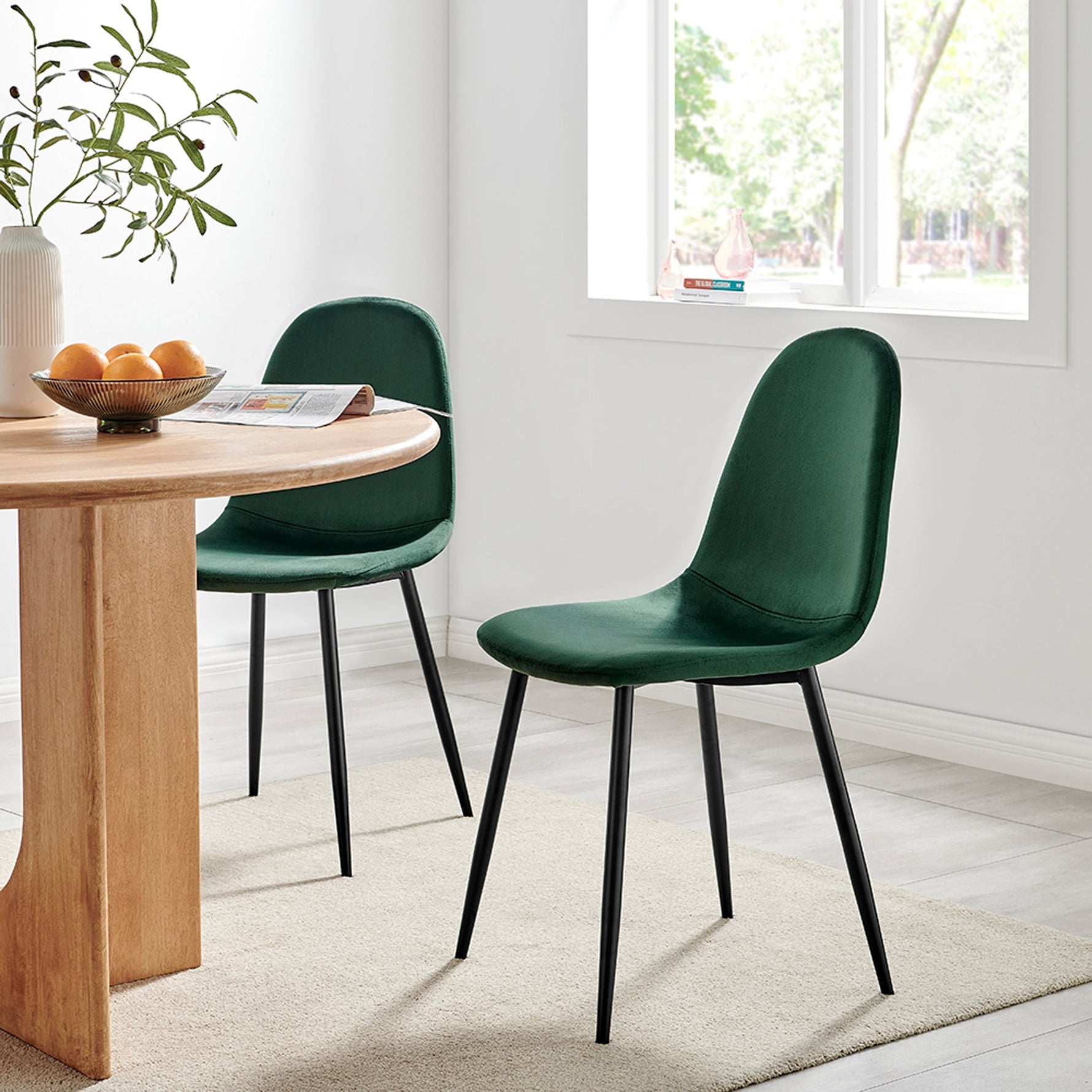 Ron Dining Chair - Emerald Green Velvet - Bargainia.com - 