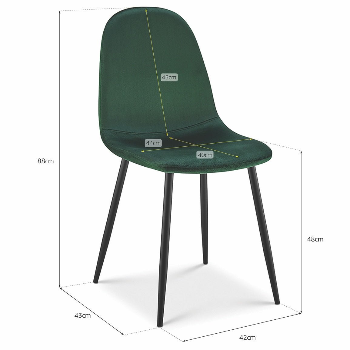 Ron Dining Chair - Emerald Green Velvet Clearance