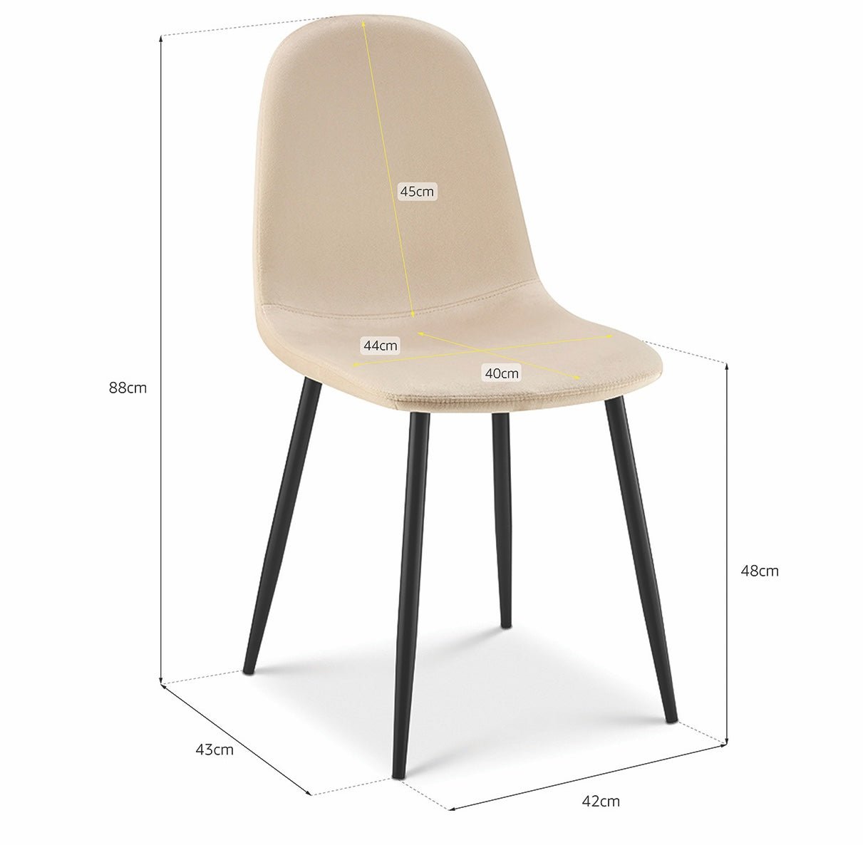 Ron Dining Chair - Ivory White Velvet - Bargainia.com - 