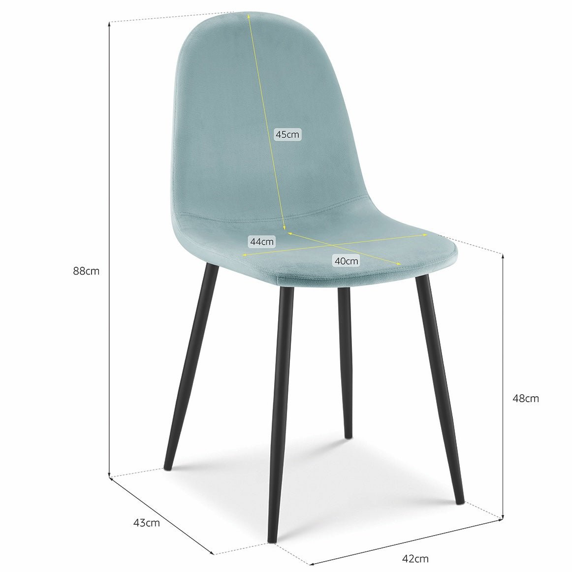 Ron Dining Chair - Velvet Blue - Bargainia.com - 