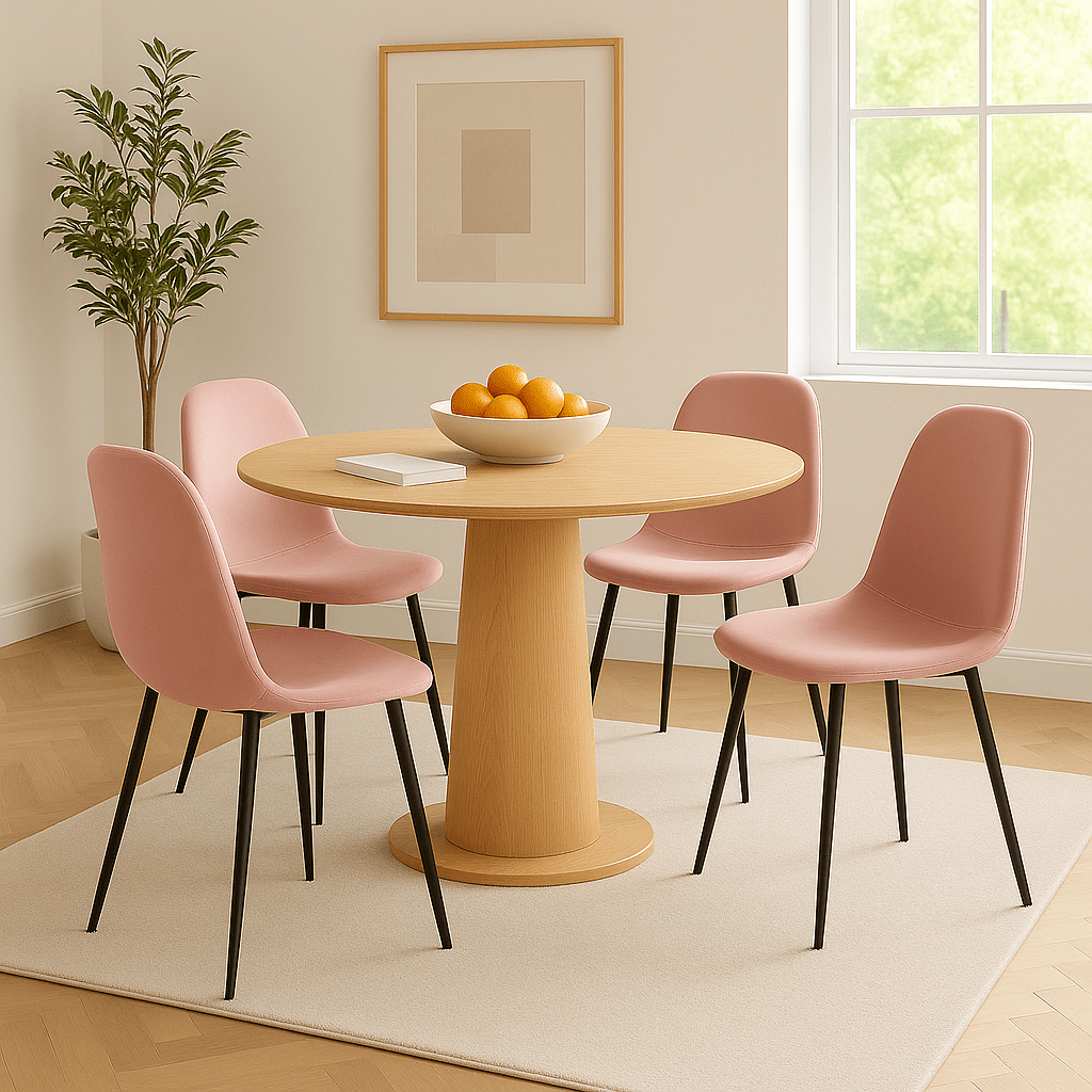 Ron Dining Chair - Velvet Pink - Bargainia.com - 
