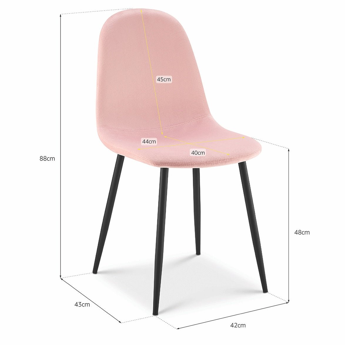 Ron Dining Chair - Velvet Pink - Bargainia.com - 