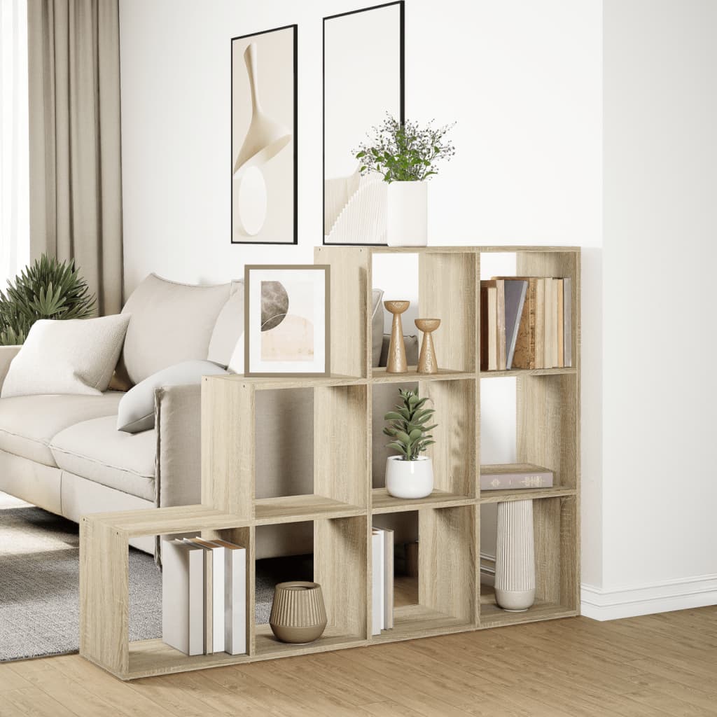 Room Divider Bookcase 3 - Tier Sonoma Oak 137.5x29x103.5 cm Engineered Wood - Bargainia.com - 