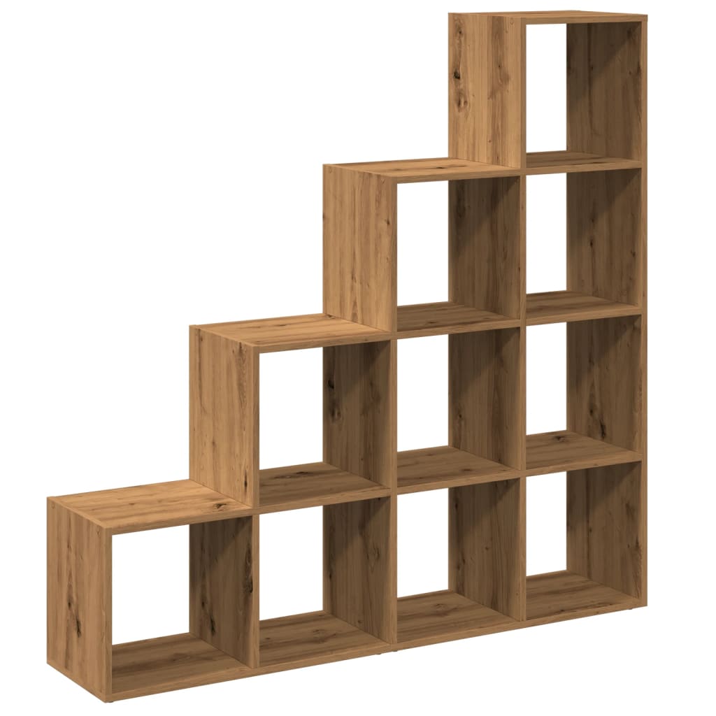 Room Divider Bookcase 4 - Tier Artisan Oak 131.5x29x131.5 cm Engineered Wood - Bargainia.com - 