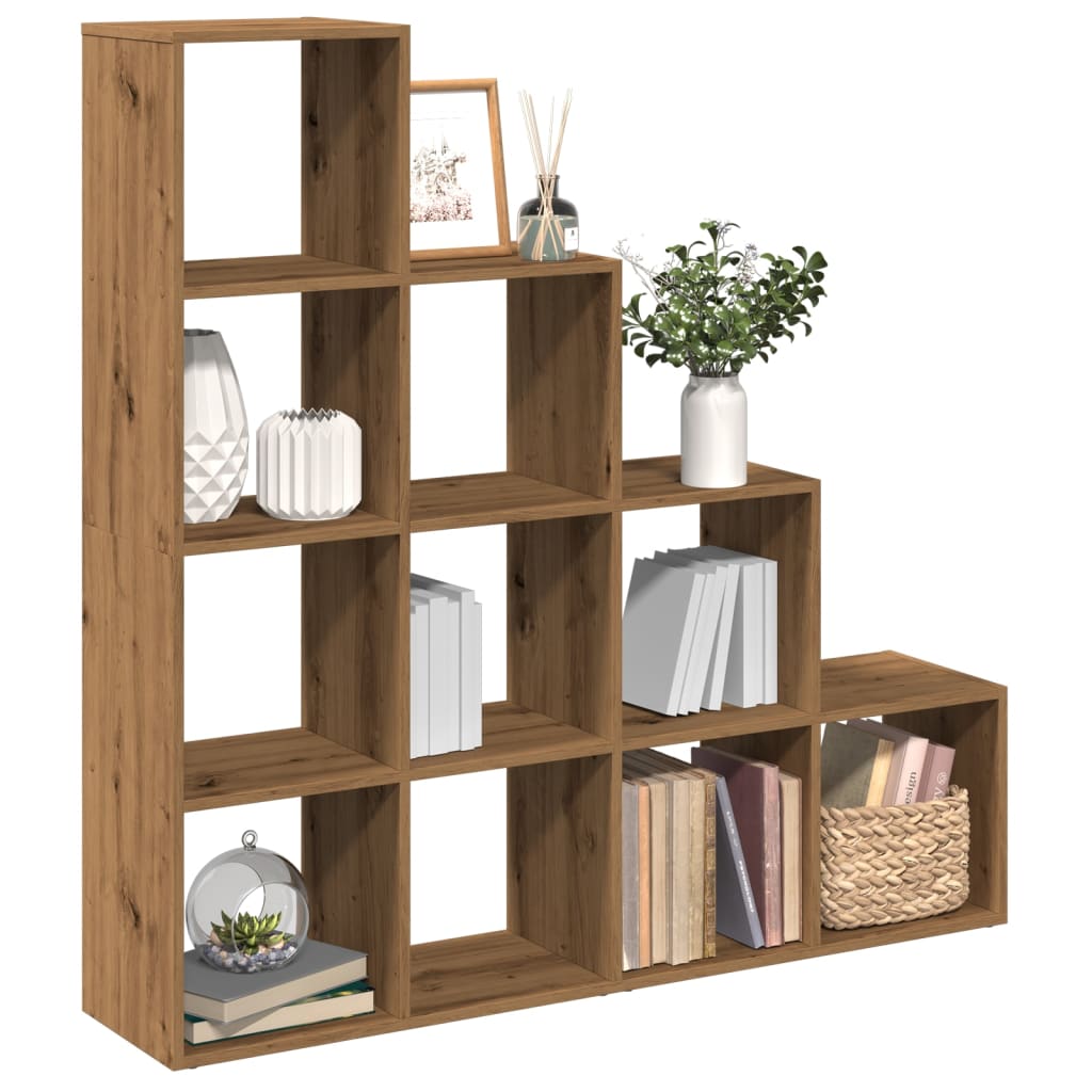 Room Divider Bookcase 4 - Tier Artisan Oak 131.5x29x131.5 cm Engineered Wood - Bargainia.com - 