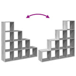 Room Divider Bookcase 4 - Tier Grey Sonoma 131.5x29x131.5 cm Engineered Wood - Bargainia.com - 