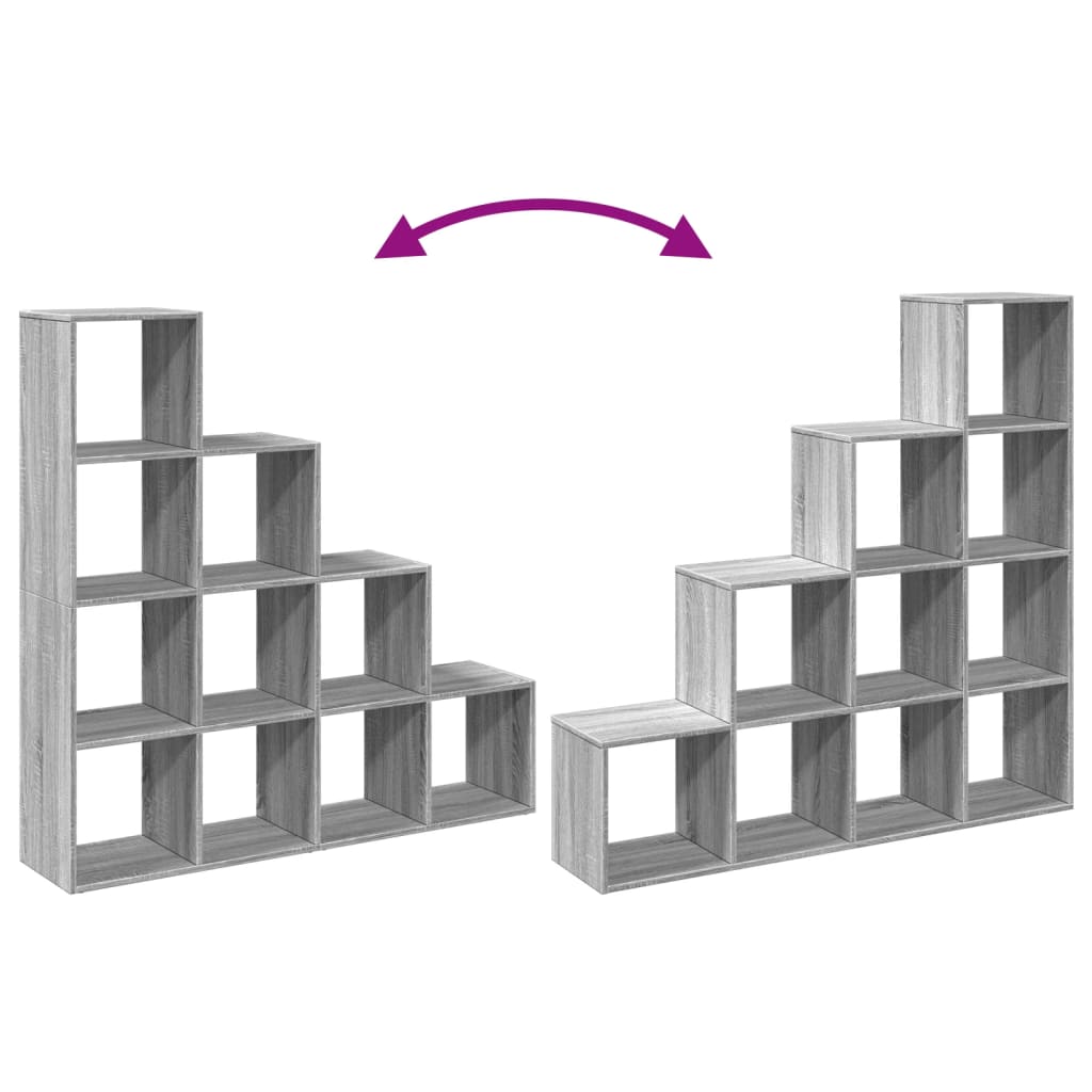 Room Divider Bookcase 4 - Tier Grey Sonoma 131.5x29x131.5 cm Engineered Wood - Bargainia.com - 