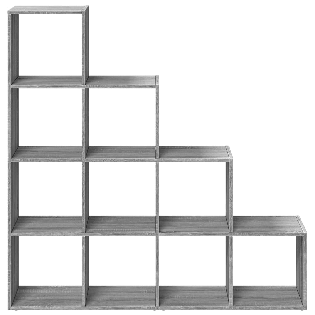 Room Divider Bookcase 4 - Tier Grey Sonoma 131.5x29x131.5 cm Engineered Wood - Bargainia.com - 