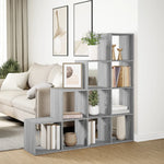 Room Divider Bookcase 4 - Tier Grey Sonoma 131.5x29x131.5 cm Engineered Wood - Bargainia.com - 