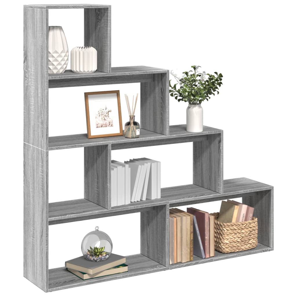 Room Divider Bookcase 4 - Tier Grey Sonoma 143.5x29x143.5 cm Engineered Wood - Bargainia.com - 8721158500403 - 857999