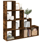 Room Divider Bookcase 4 - Tier Smoked Oak 131.5x29x131.5 cm Engineered Wood - Bargainia.com - 