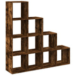 Room Divider Bookcase 4 - Tier Smoked Oak 131.5x29x131.5 cm Engineered Wood - Bargainia.com - 
