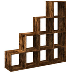 Room Divider Bookcase 4 - Tier Smoked Oak 131.5x29x131.5 cm Engineered Wood - Bargainia.com - 