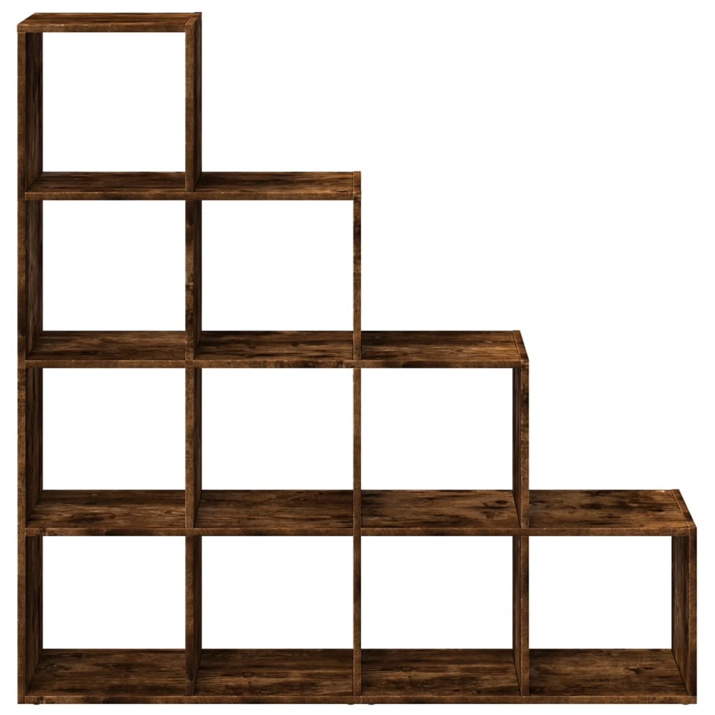 Room Divider Bookcase 4 - Tier Smoked Oak 131.5x29x131.5 cm Engineered Wood - Bargainia.com - 