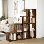 Room Divider Bookcase 4 - Tier Smoked Oak 131.5x29x131.5 cm Engineered Wood - Bargainia.com - 