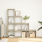Room Divider Bookcase 4 - Tier Sonoma Oak 131.5x29x131.5 cm Engineered Wood - Bargainia.com - 