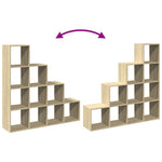 Room Divider Bookcase 4 - Tier Sonoma Oak 131.5x29x131.5 cm Engineered Wood - Bargainia.com - 