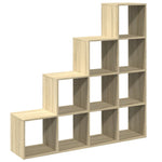 Room Divider Bookcase 4 - Tier Sonoma Oak 131.5x29x131.5 cm Engineered Wood - Bargainia.com - 