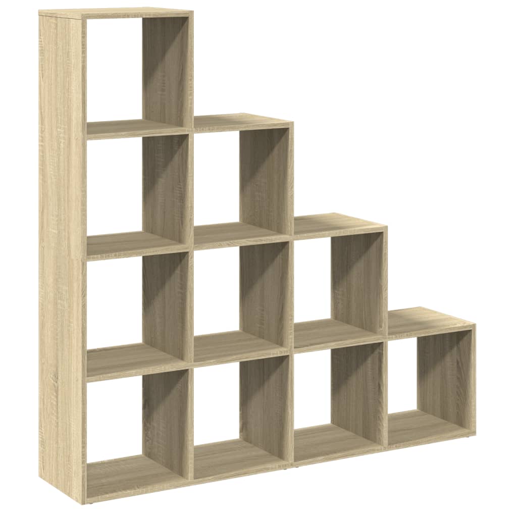 Room Divider Bookcase 4 - Tier Sonoma Oak 131.5x29x131.5 cm Engineered Wood - Bargainia.com - 