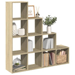 Room Divider Bookcase 4 - Tier Sonoma Oak 131.5x29x131.5 cm Engineered Wood - Bargainia.com - 
